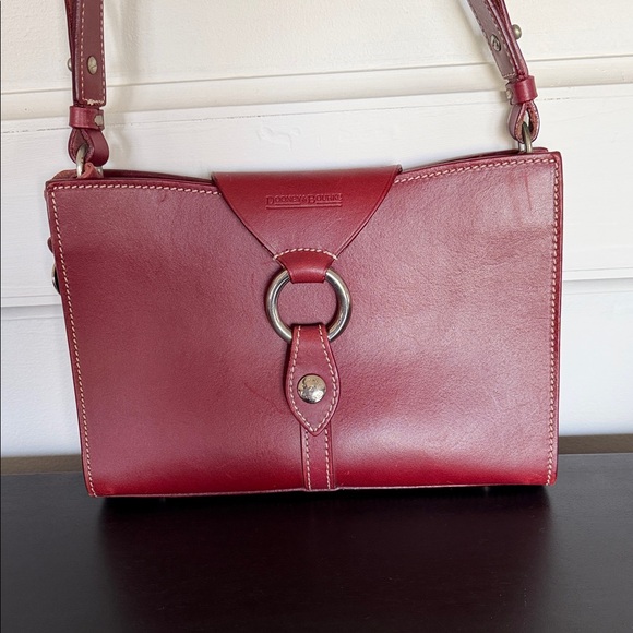 Dooney & Bourke Handbags - Dooney & Bourke Alto Ring Flap Italian Vachetta shoulder bag in red leather